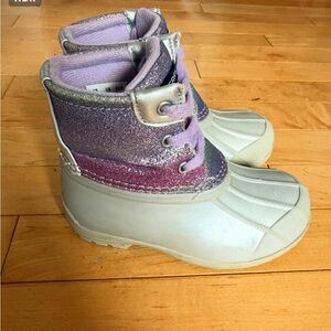 Toddler Girls Glittery Boots Size 8 pink purple blue- spring, Easter, rain